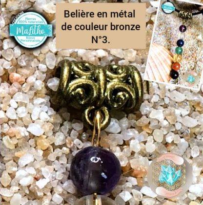 Attache, belière N° 3 en métal couleur bronze vieilli création MaLitho de chez Bijoux, pierres et bien-être